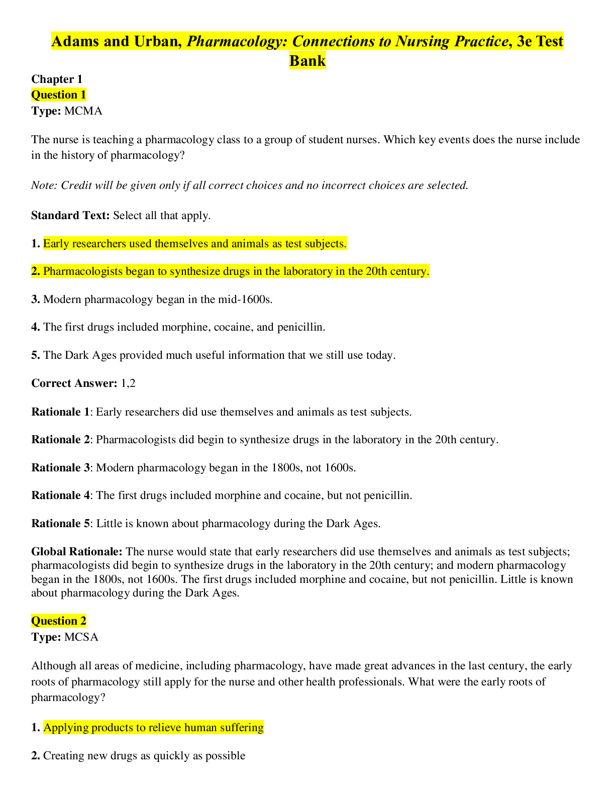 Preview image for NURSING 406 TEST BANK for exam I patho:pharm/ NURSING406 Test bank for exam I pathopharmacology